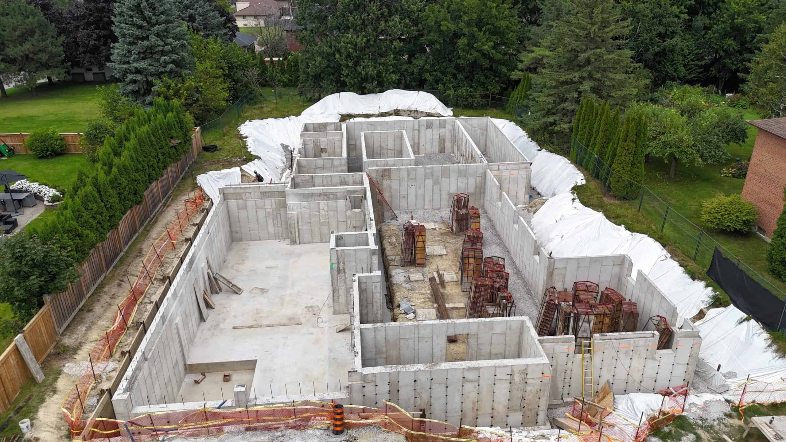 Custom home foundation with 400 linear feet and 10 foot walls completed in 14 days
